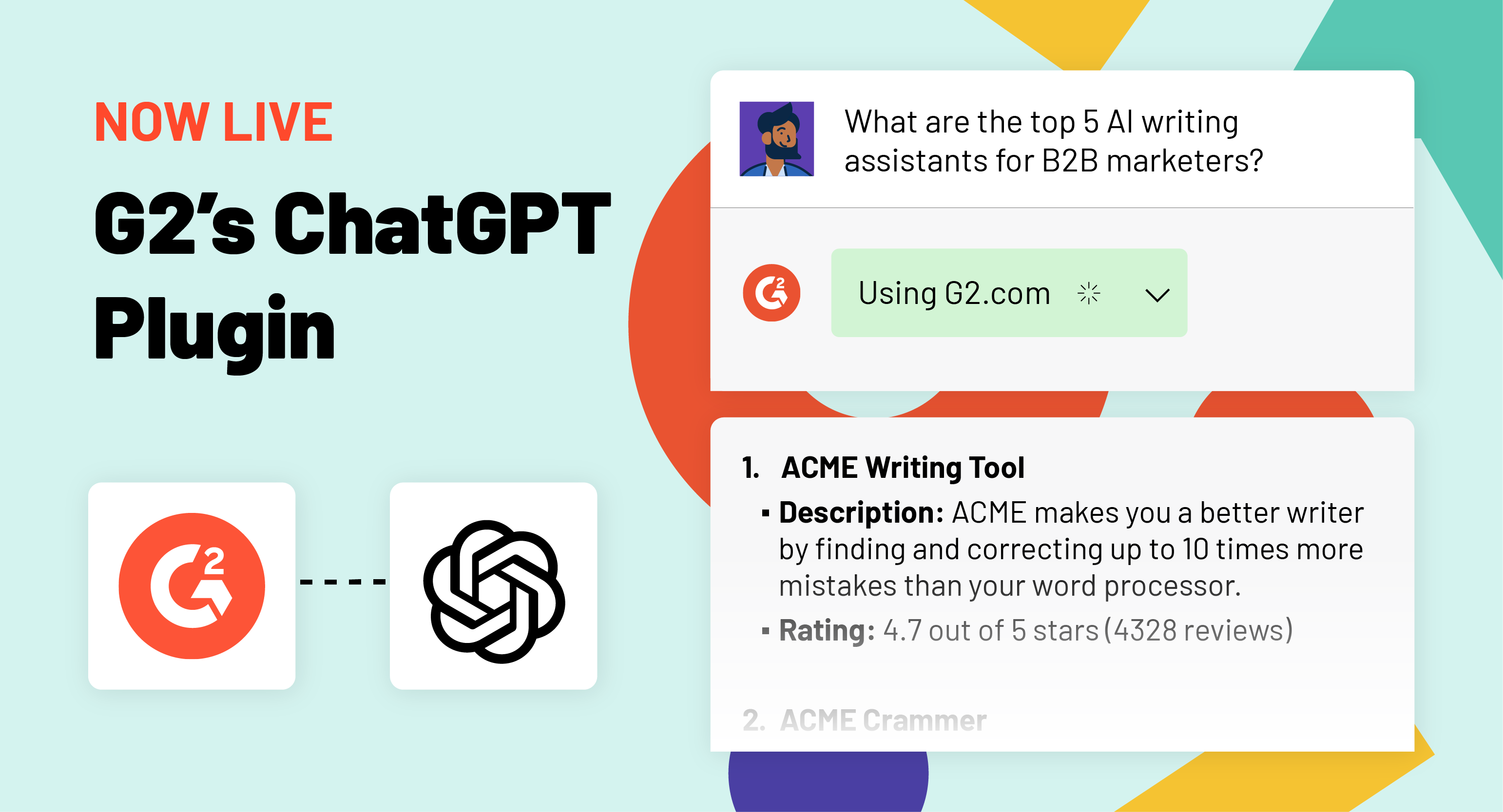 G2 ChatGPT Plugin Announcement - Blog Featured Image