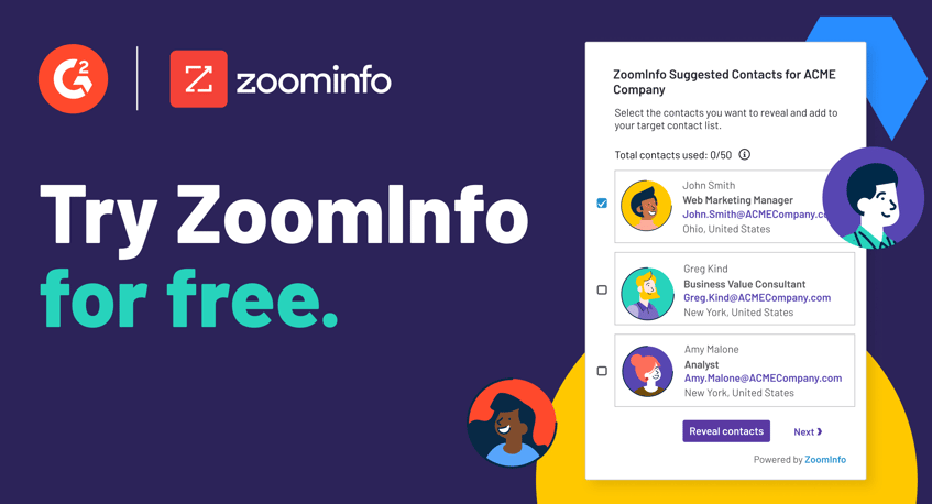 Exclusive Offer for G2 Buyer Intent Users: Supercharge Sales Outreach with ZoomInfo Contact Data