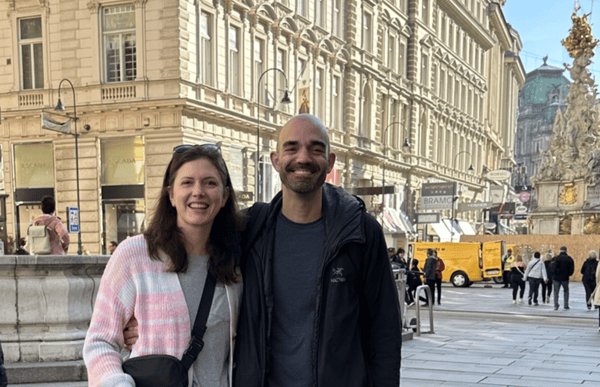 Shaun and his wife in the Vienna city center